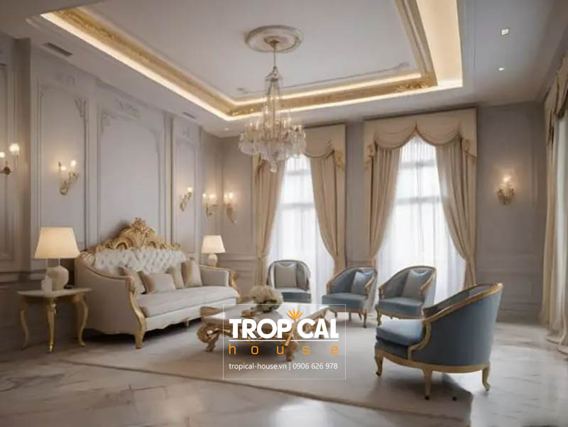 Mẫu thiết kế nội thất nh&agrave; phố t&acirc;n cổ điển