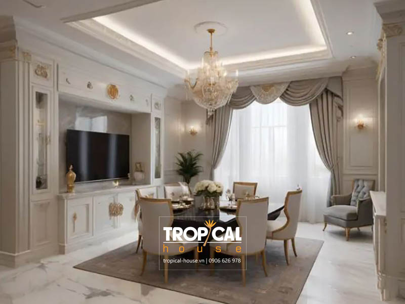 Mẫu thiết kế nội thất nh&agrave; phố t&acirc;n cổ điển