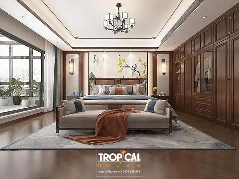 Ph&ograve;ng ngủ master nội thất nh&agrave; phố 4 tầng phong c&aacute;ch cổ điển