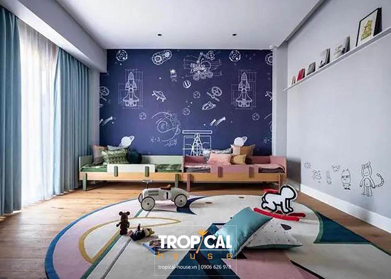 Ph&ograve;ng trẻ em của nội thất nh&agrave; phố 4 tầng phong c&aacute;ch đại ch&uacute;ng