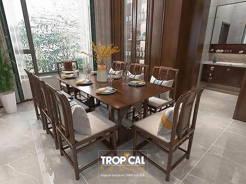 Ph&ograve;ng ăn nội thất nh&agrave; phố 4 tầng phong c&aacute;ch cổ điển