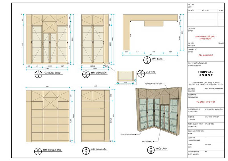 Bản vẽ chi tiết nội thất nh&agrave; phố