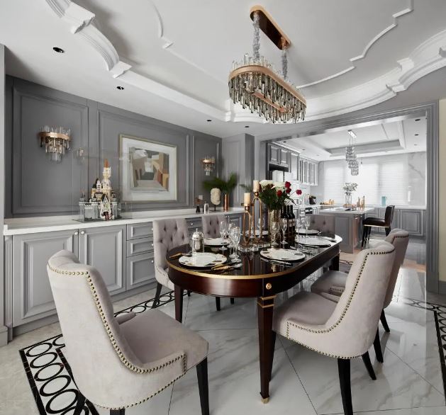 Nội thất nh&agrave; phố phong c&aacute;ch Mỹ hiện đại rộng 250m2