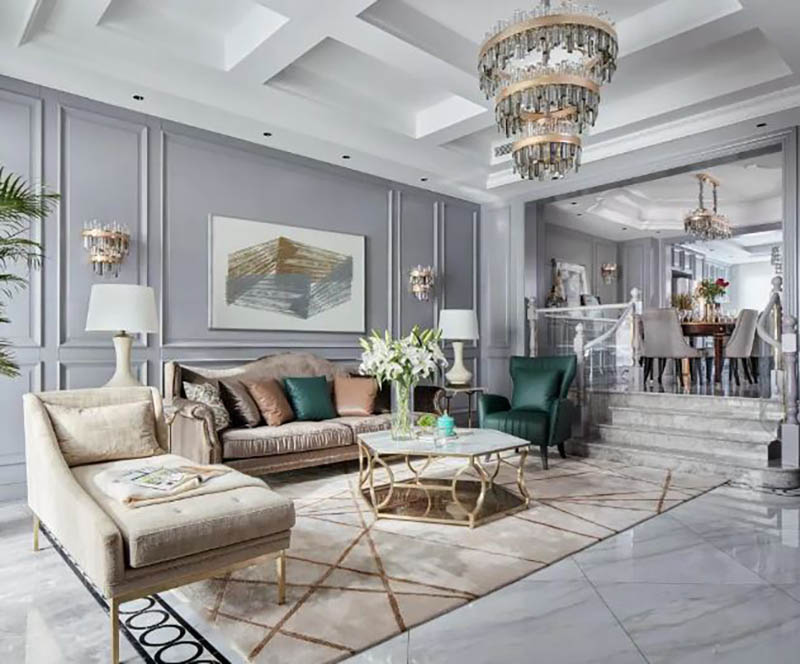 Nội thất nh&agrave; phố phong c&aacute;ch Mỹ hiện đại rộng 250m2