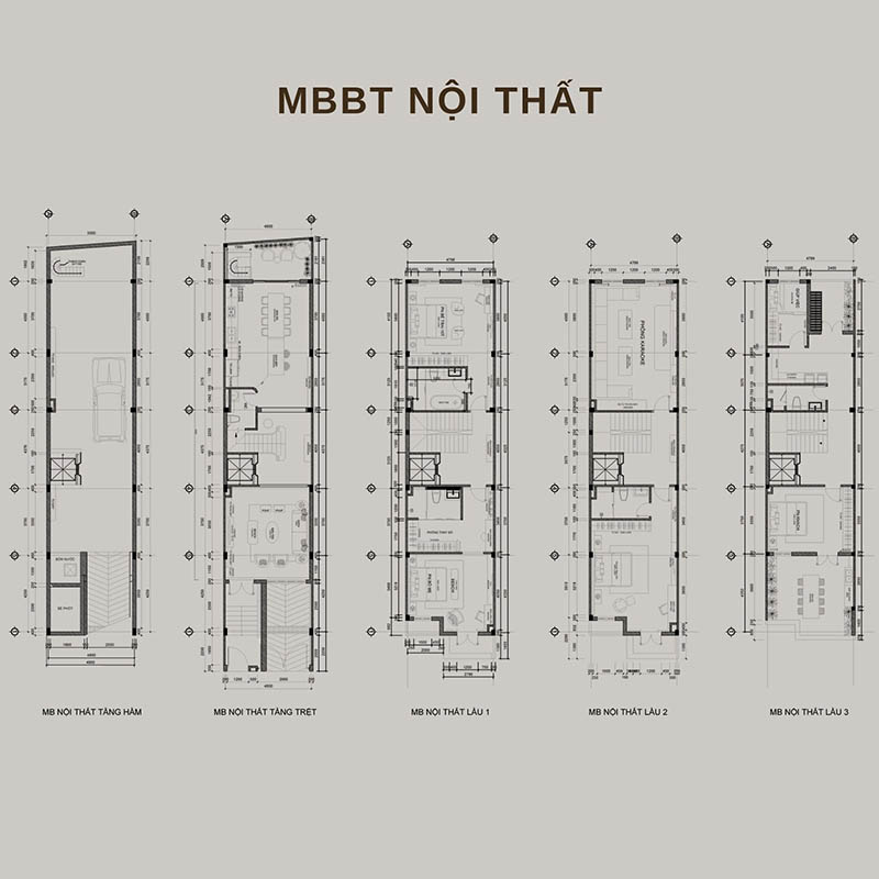 Mẫu thi c&ocirc;ng nội thất nh&agrave; phố 5 tầng của Anh Nh&acirc;n Cityland