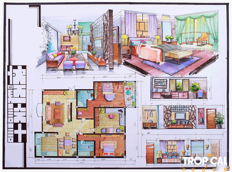 Bản vẽ thiết kế nội thất nh&agrave; phố