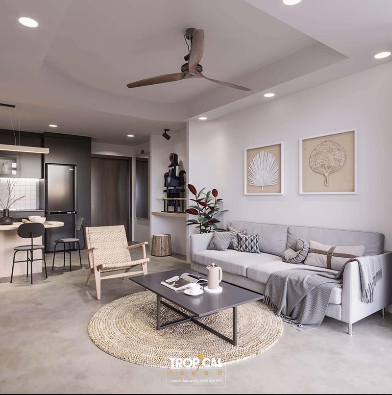 Thiết kế nội thất ph&ograve;ng kh&aacute;ch phong c&aacute;ch Zen