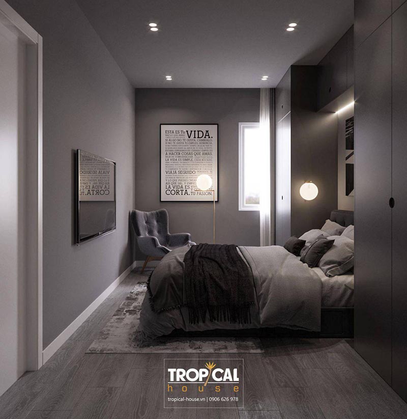 Thiết kế nội thất ph&ograve;ng ngủ minimalism căn hộ &Acirc;u Cơ Tower