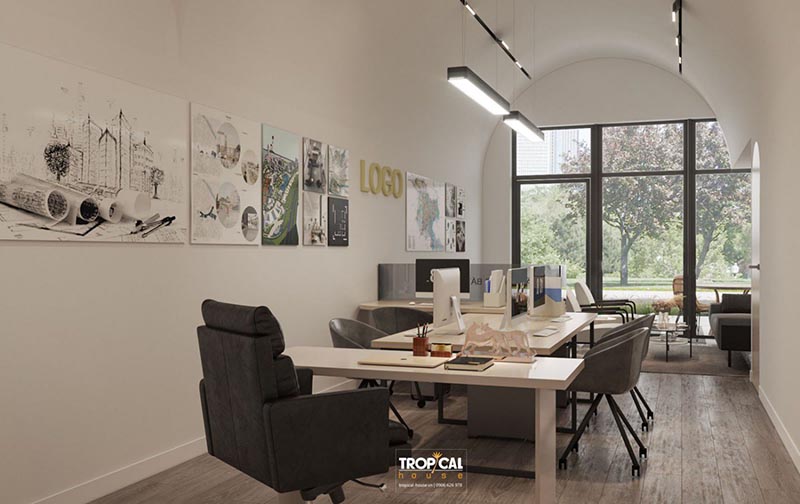 Thiết kế nội thất văn ph&ograve;ng bất động sản ở quận 2