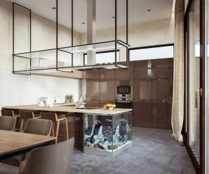 Nội thất cà phê và kem với phong cách  vòng xoáy tinh tế