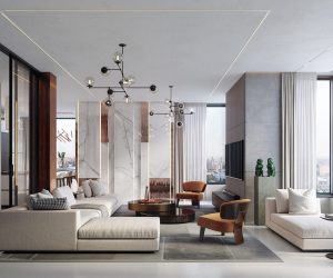 Một căn hộ quyến rũ với những chú khỉ tinh nghịch và các điểm nhấn bằng đồng