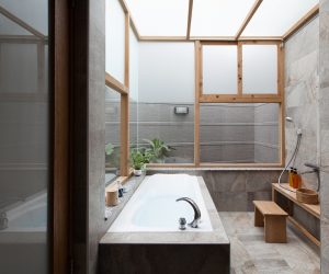 Nhà Trung Quốc tối giản với sân có mái che