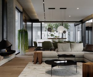 Nhà hiện đại cao cấp với sân và thiết kế cầu thang nổi